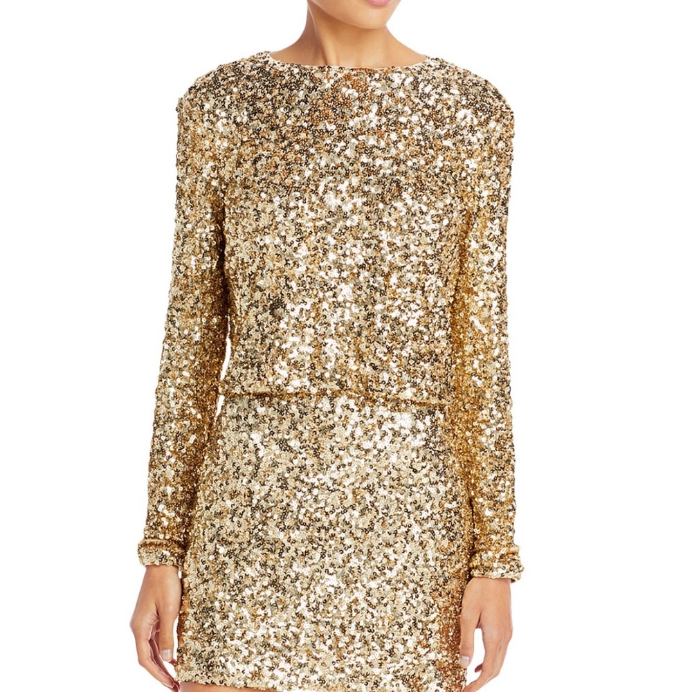 AQUA Bloomingdales Long Sleeve Sequin Top - LIKE NEW!
